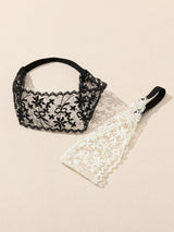 SHEIN 2pcs Floral Lace Hair Band,Lace Headbands