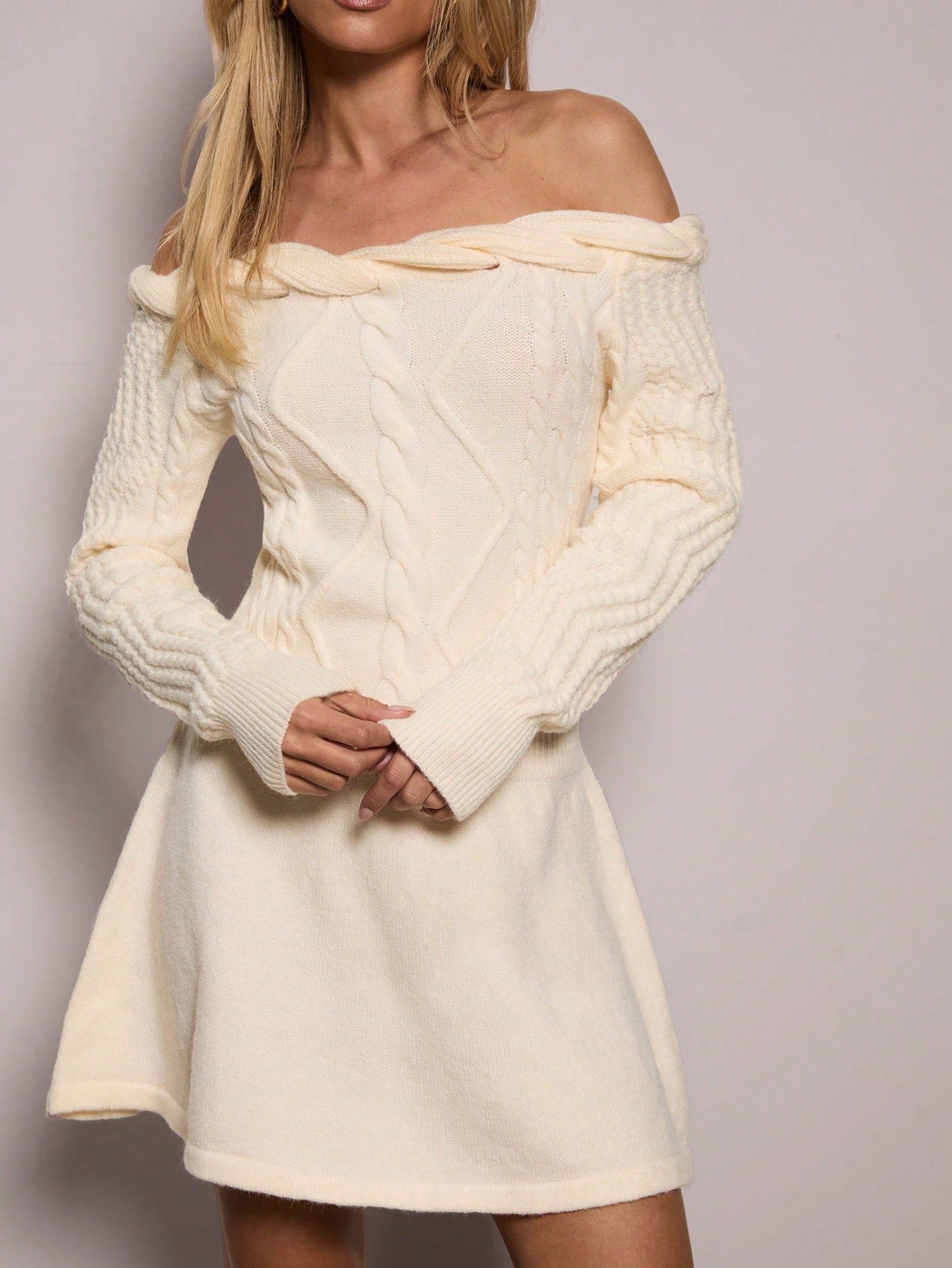 SHEIN BAE Women's Fashionable Elegant Off Shoulder Short Dress