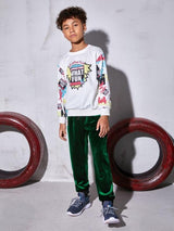 SHEIN Boys Letter Embroidery Pocket Front Velvet Sweatpants
