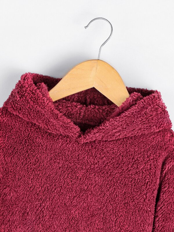 SHEIN Toddler Boys Two Tone Teddy Hoodie