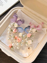 SHEIN 1/3pcs Telephone Wire Hair Scrunchies, Faux Pearl Flower & Bow Decorated Ponytail Holder, Damage-Free Hair Accessories, Elegant Countryside Style For Women Beauty Home Bedroom Decor Hair Elastics Hair Rubber Bands Hair Rope Elastic Hair Tie