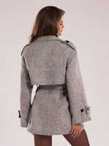 SHEIN BAE Women's Fall/Winter Drop-Shoulder Sleeve Plaid Oversized Casual Trench Coat