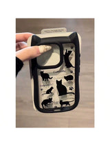 SHEIN Cat Ear Design Acrylic Full Screen Case/2-In-1 Black Cat Phone Case