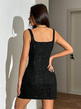 فستان قصير بدون أكمام من SHEIN EZwear بلون موحد، بفتحة جانبية، مناسب للإطلالات الكاجوال والعصرية، C5A 