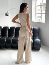 SHEIN EZwear Women Single-Button Vest And Pants Suit Set
