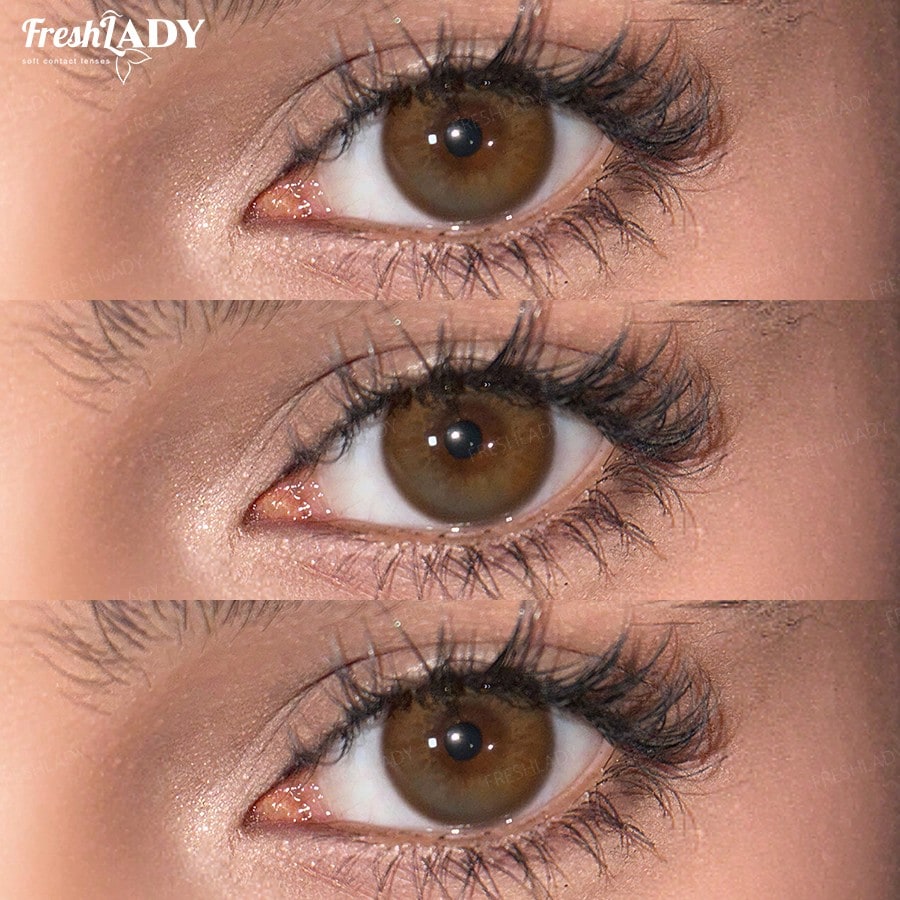 Close-up of an eye with long, dark eyelashes, featuring the brand 'Fresh Lady' at the top.