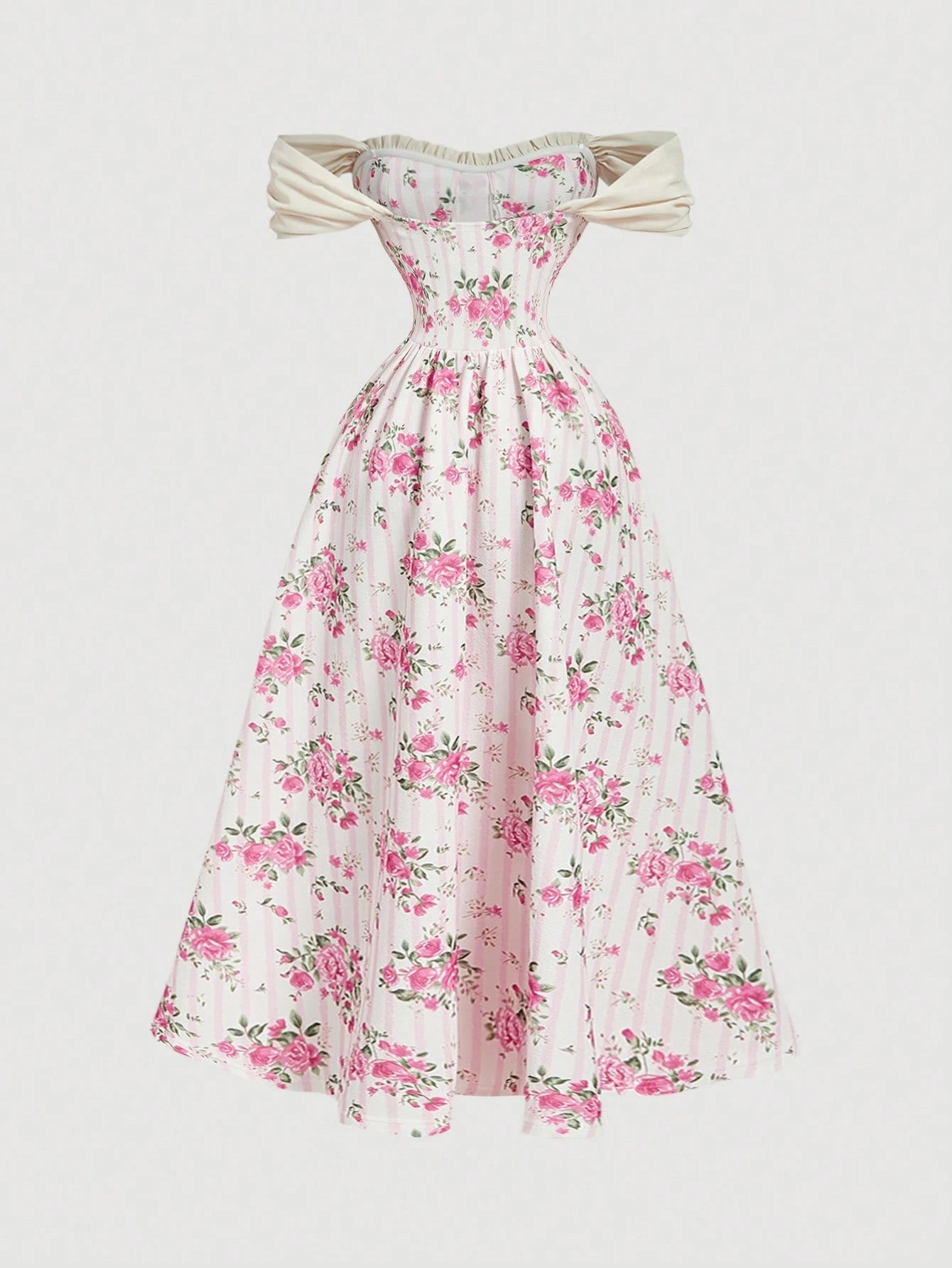 SHEIN MOD Vintage Floral Print Dreamy Romantic Glamorous Dress