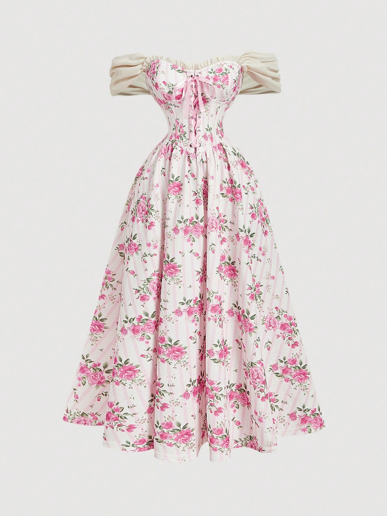SHEIN MOD Vintage Floral Print Dreamy Romantic Glamorous Dress