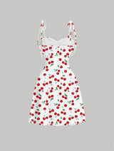 SHEIN MOD Women's Casual Elegant Shoulder Tie Ruched Waist Flared Hem Bodycon Dress