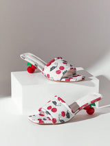 SHUZIA Women Cherry Fruit Decor Medium Height Cherry Shaped Heel Sexy Cute Sandals