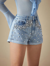 SHEIN Selenza Rhinestone Embellished Luxury Denim Shorts