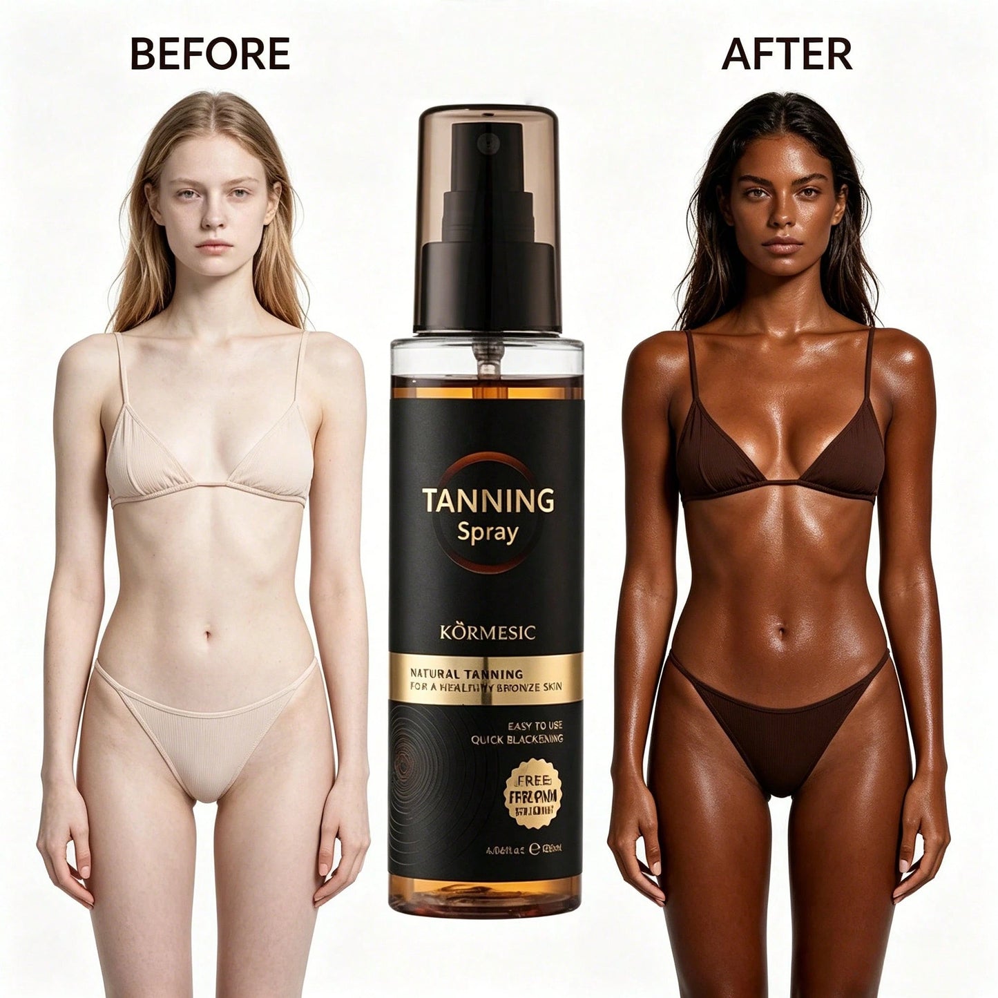 Self-Tanning Mist, Natural Bronzed Glow, Quick Uniform Coloring, Waterproof Sweat