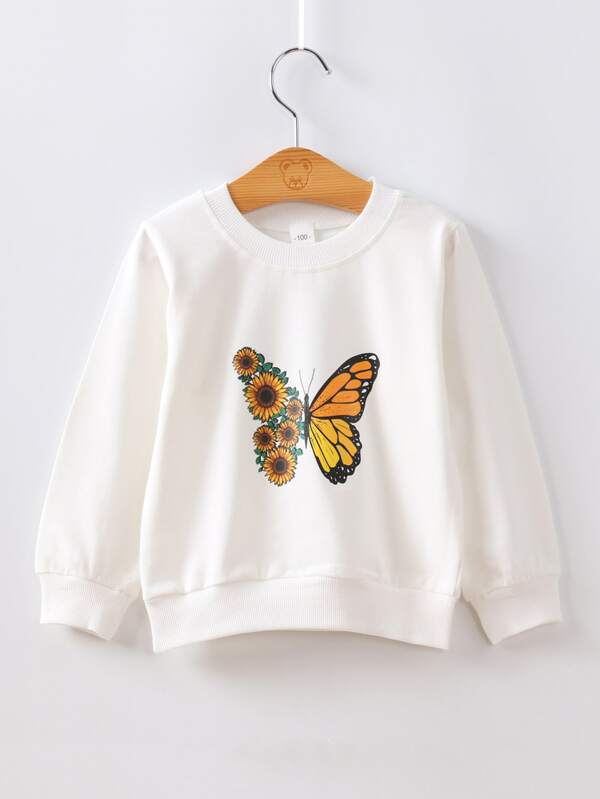 Shein Toddler Boys Butterfly & Floral Sweatshirt