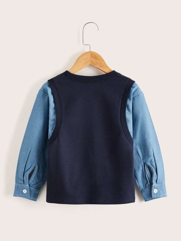 Shein Toddler Boys Letter Graphic 2 In 1 Sweatshirt