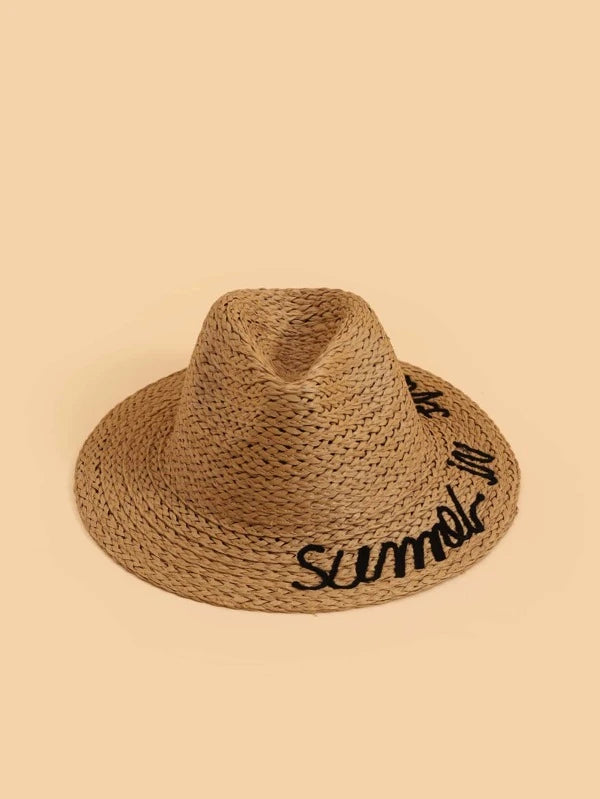 Shein Toddler Kids Letter Graphic Straw Hat  T6