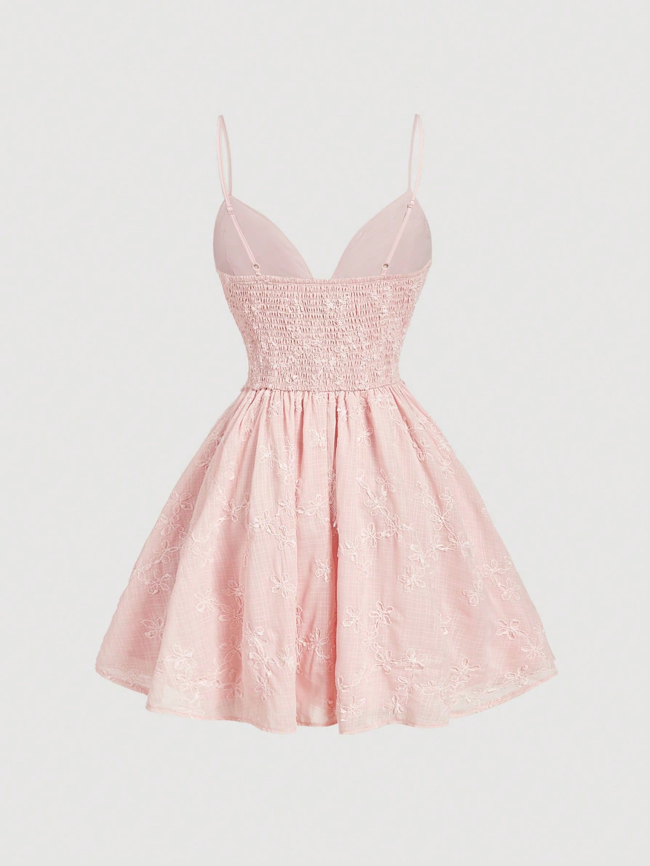 SHEIN Skyraze Women's Summer Pink Checkered Floral Embroidery Patchwork Lace Slip Dress