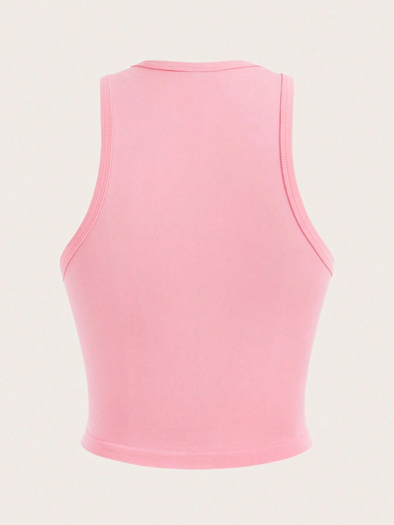 SHEIN Slaydiva توب تانك وردي قصير برقبة دائرية كاجوال وبسيط