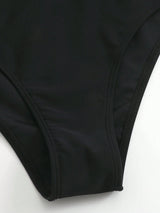 بدلة سباحة SHEIN Swim Lushoire Mature بلون سادة بقصة مفتوحة وتنورة قطعة واحدة