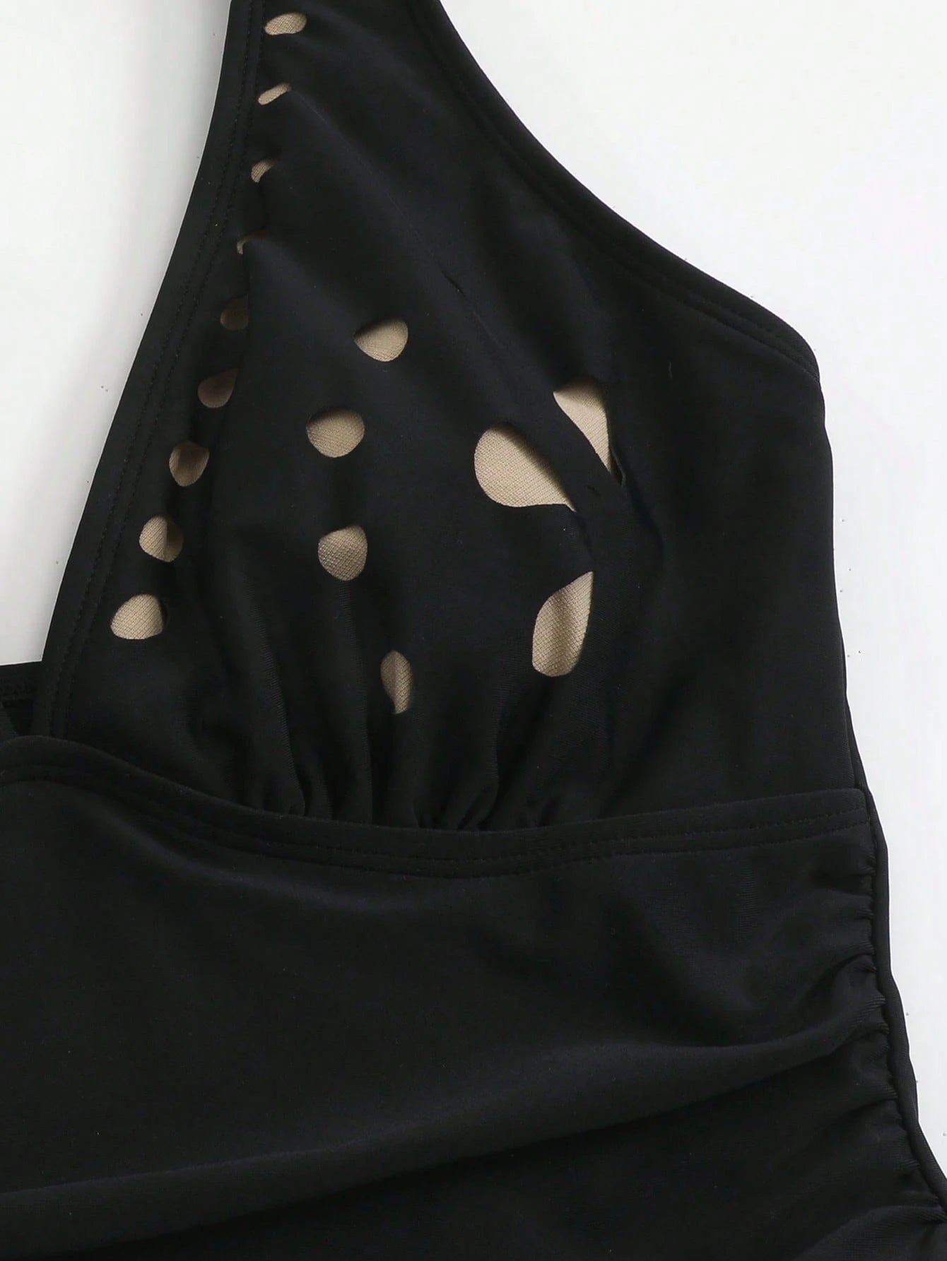 بدلة سباحة SHEIN Swim Lushoire Mature بلون سادة بقصة مفتوحة وتنورة قطعة واحدة