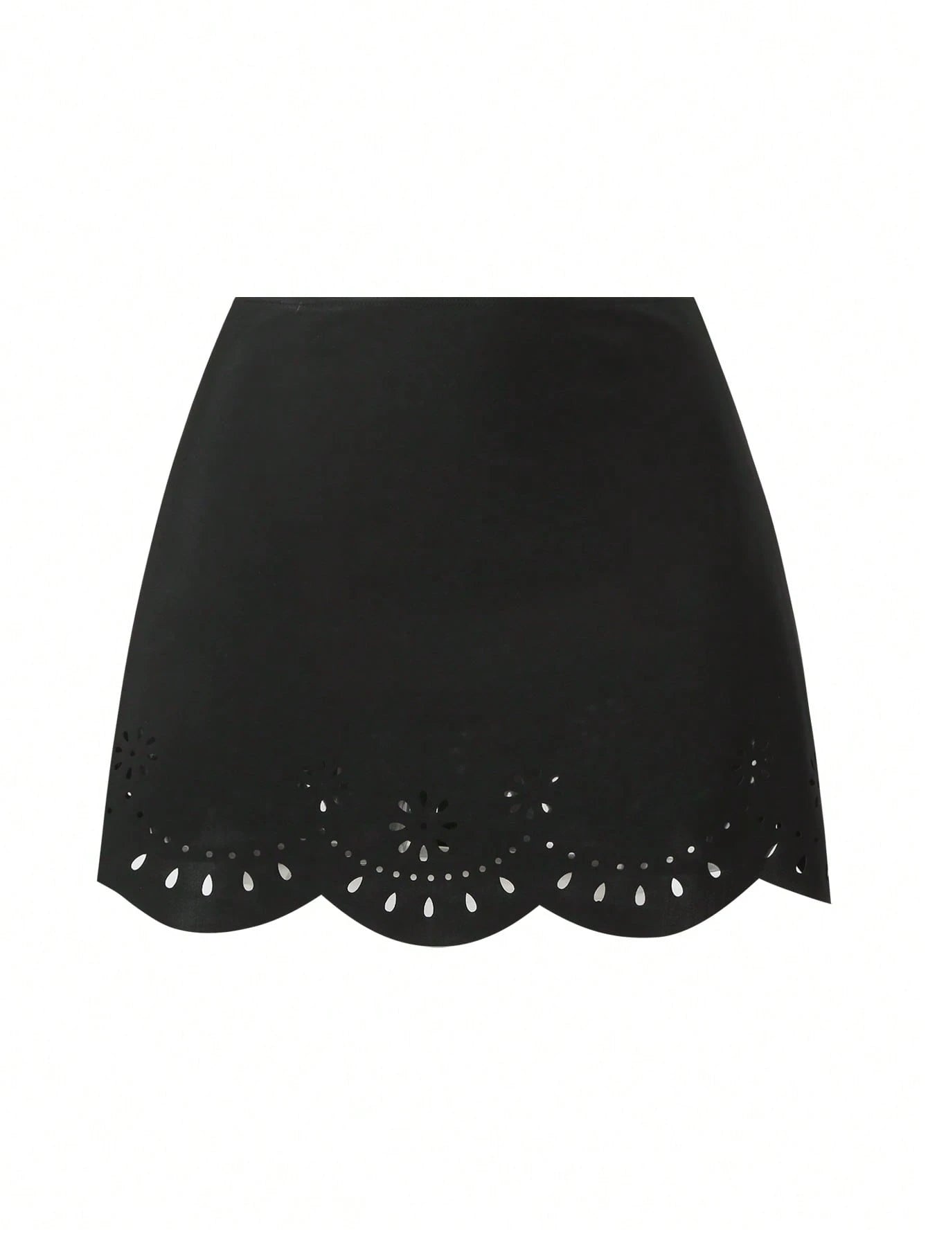 SHEIN Swim Oasis Solid Color Hollow-Cut Spaghetti Strap Women's One-Piece Hollow Petal Hem Skirt High-End Set