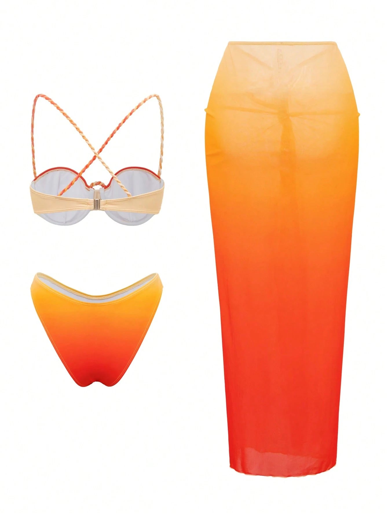 SHEIN Swim SXY Women's Yellow Summer Casual Beach Holiday Vacation 3 Pieces Swimsuit