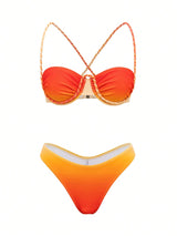 SHEIN Swim SXY Women's Yellow Summer Casual Beach Holiday Vacation 3 Pieces Swimsuit