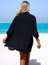 SHEIN Swim Vcay Beach Holiday Spring/Summer Swimsuit Cover-Up, V-Neck Floral Embroidery Loose Style
