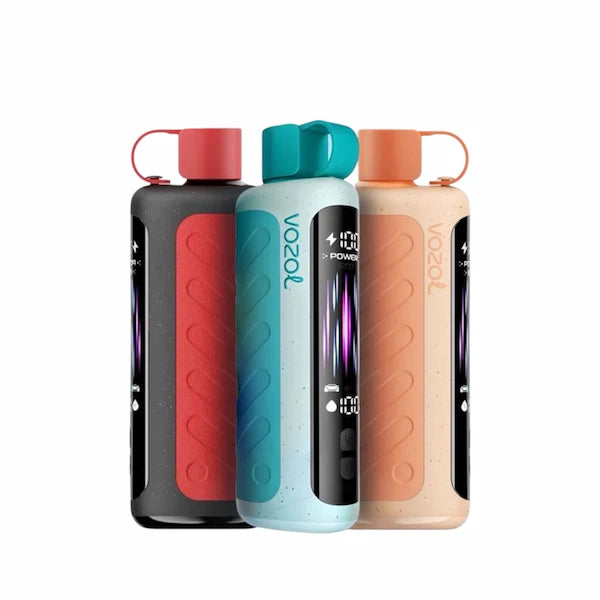 Three colorful water bottles with visible branding on a white background