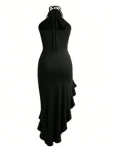 SHEIN DRESS Women's Sexy Fashion Halter Backless Split