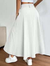 SHEIN Women's Solid Color Zipper Pocket Minimalist Casual Elegant A-Line Skirt