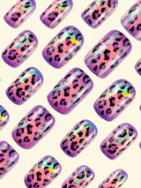 شين Y2K - جددي إطلالتك 24 قطعة أطراف أظافر مربعة متوسطة، أظافر صيفية جلوس ساطع للغاية قابلة للضغط أكريليك أرجواني