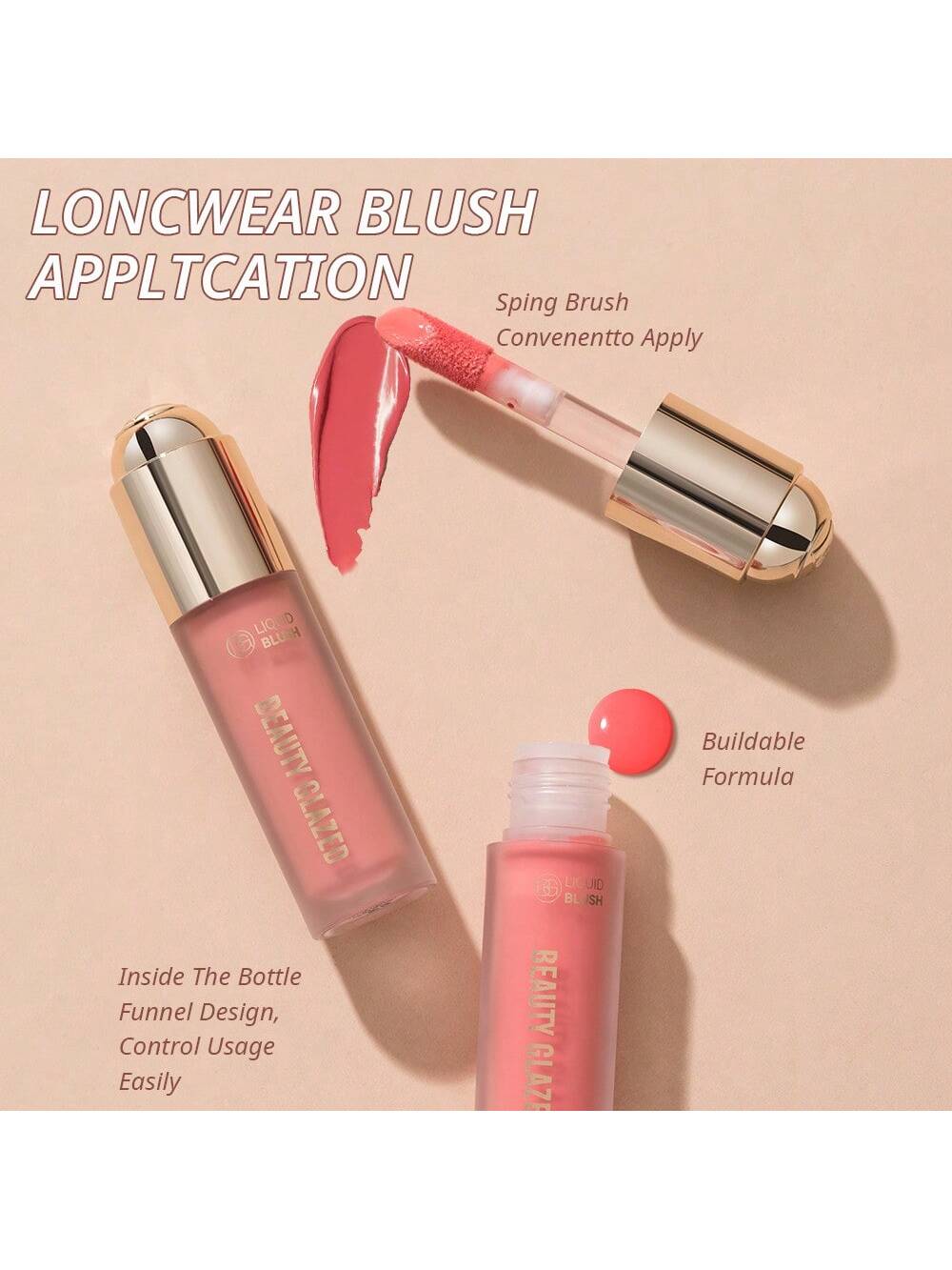 SHEIN beauty glazed Liquid Blush, Matte Finish, Long-Lasting Hydrating Makeup  105