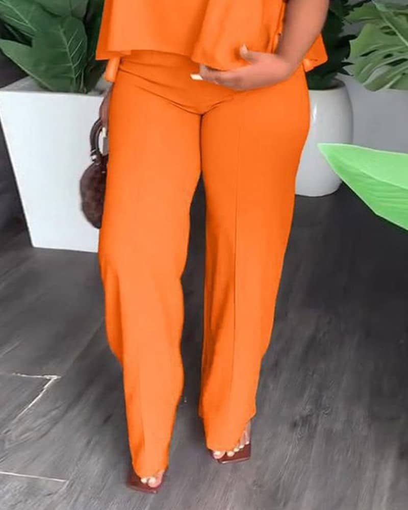 CHICME Plus Size Sleeveless Tank & Straight Leg Pants Set F2A - PINK SHOP EG