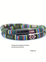 SHEIN Bohemia Men Rope Bracelet Attract Magentic Braclet