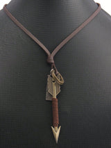 SHEIN 1pc Alloy & Leather Arrowhead Pendant Necklace