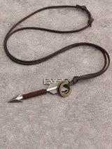 SHEIN 1pc Alloy & Leather Arrowhead Pendant Necklace