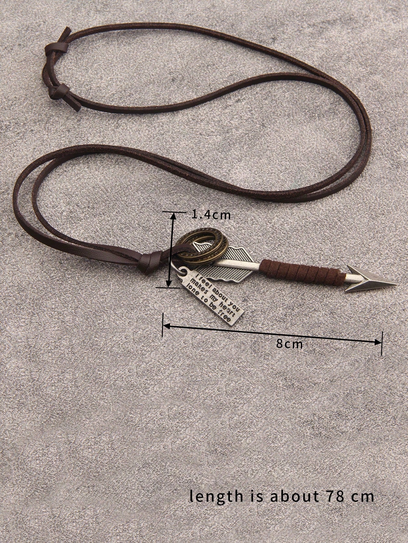 SHEIN 1pc Alloy & Leather Arrowhead Pendant Necklace