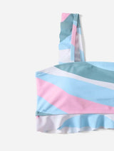 ROMWE Colorblock Ruffle Hem Bikini Swimsuit E1 - PINK SHOP EG