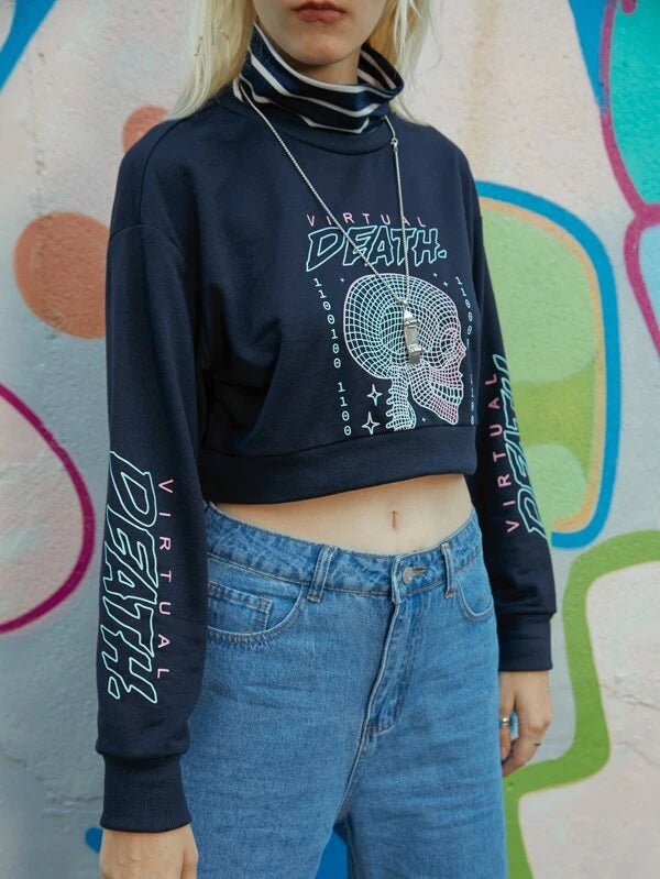 ROMWE X Alterfanart Street Life 2 In 1 Letter Skull Graphic A3A - PINK SHOP EG