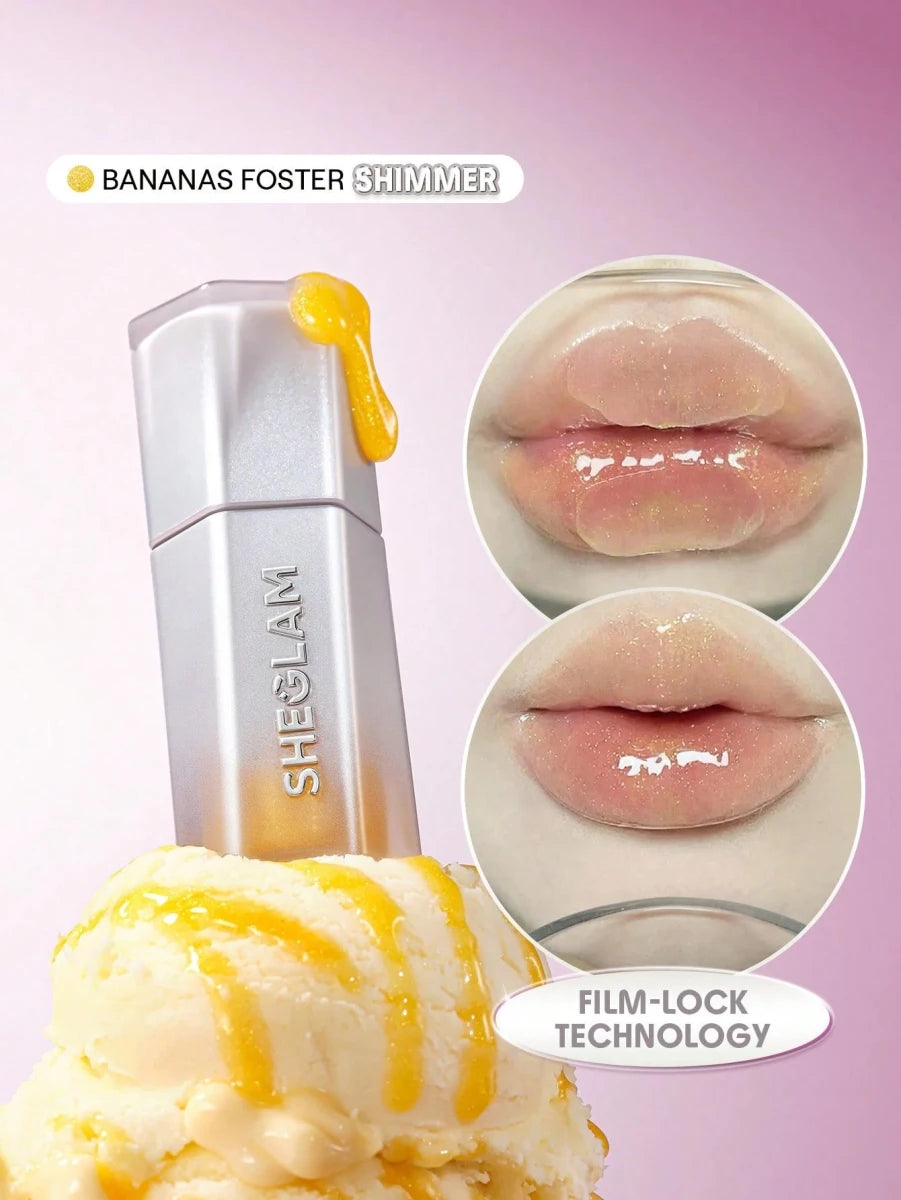 SHEGLAM Glass Lock Air Gloss - Bananas Foster Lip Combo - PINK SHOP EG
