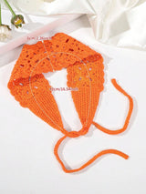 SHEIN 1pc Floral Hollow Knitted Headband,Bandana - PINK SHOP EG