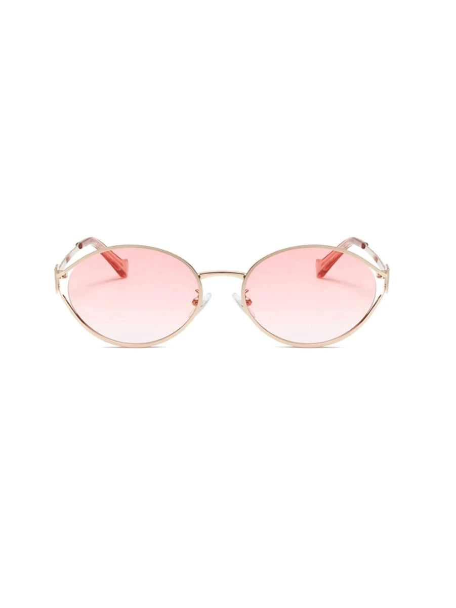 SHEIN 1pc Oval Retro Y2K Fashion Fashion Glasses, Suitable For Travel, Vacation - PINK SHOP EG