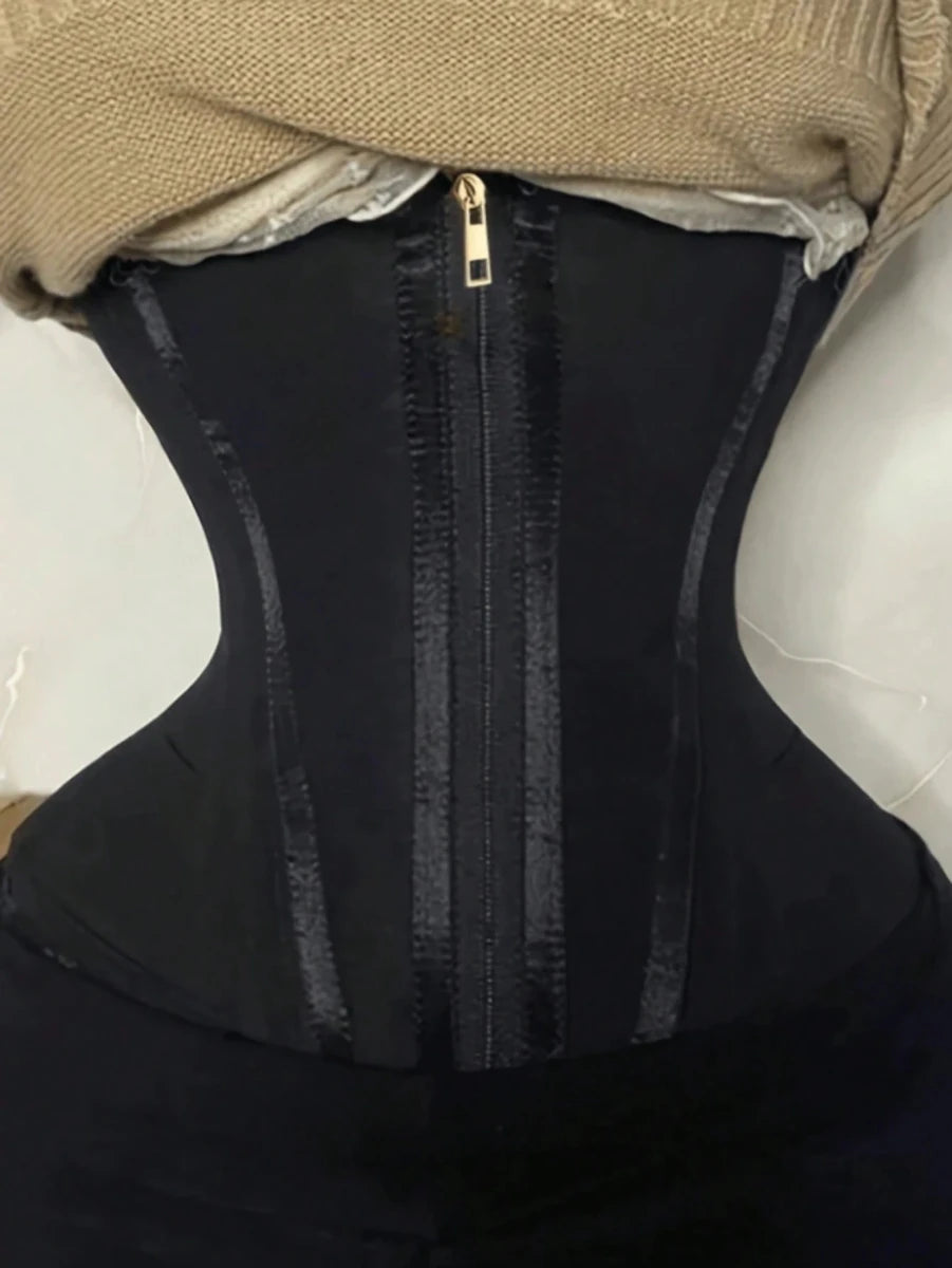 SHEIN 1pc Seamless Fitness Waist Trainer - Black Sports Waist Belt, Breathable Mesh Fabric - PINK SHOP EG