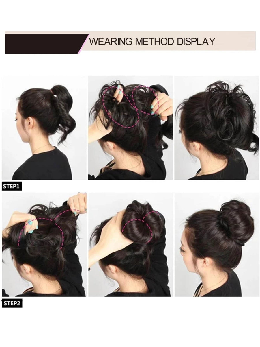 SHEIN 2pcs Curly Synthetic Hair Bun I2 - PINK SHOP EG