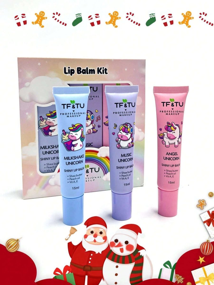 SHEIN 3 In 1 Set Unicorn Nourishing Lip Balm ممنوع الفتح H3 - PINK SHOP EG