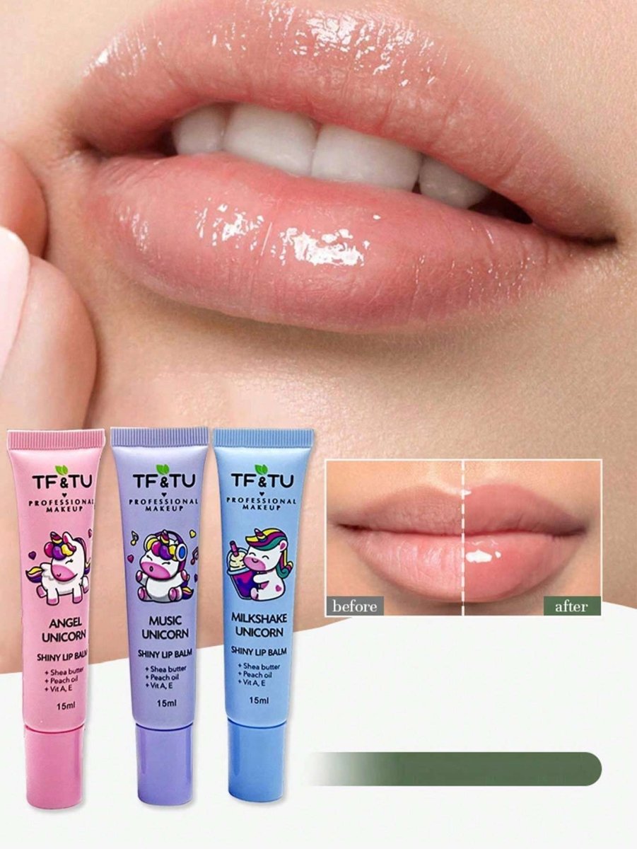 SHEIN 3 In 1 Set Unicorn Nourishing Lip Balm ممنوع الفتح H3 - PINK SHOP EG