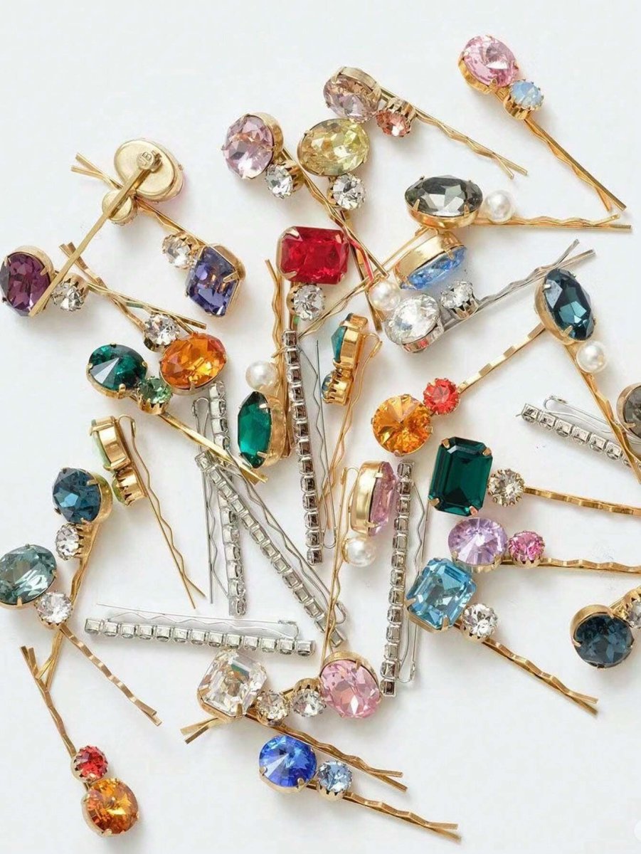 SHEIN Accessories 6pcs/Set Rhombus Pattern Shiny Bohemian - PINK SHOP EG