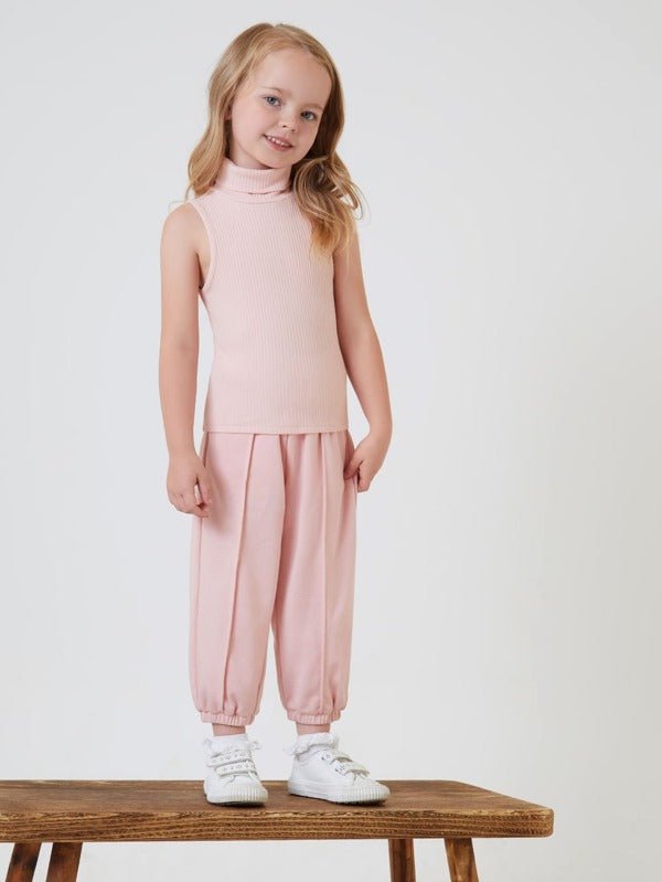 SHEIN BASICS Toddler Girls Rolled Neck Tank Top K2B - PINK SHOP EG