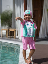 SHEIN Bikinx Toddler Girls Cartoon Cat & Letter Graphic Floating BOX2 - PINK SHOP EG