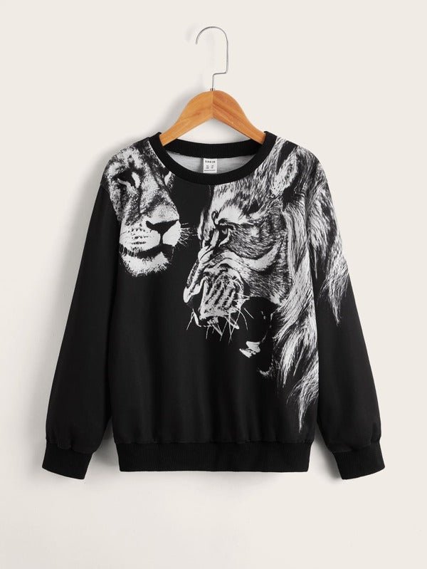 SHEIN Boys Animal Print Round Neck Pullover K2B - PINK SHOP EG